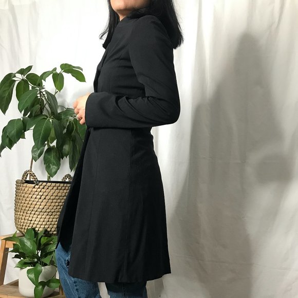 Long midi slim fit coat black shawl collar small - Picture 6 of 13
